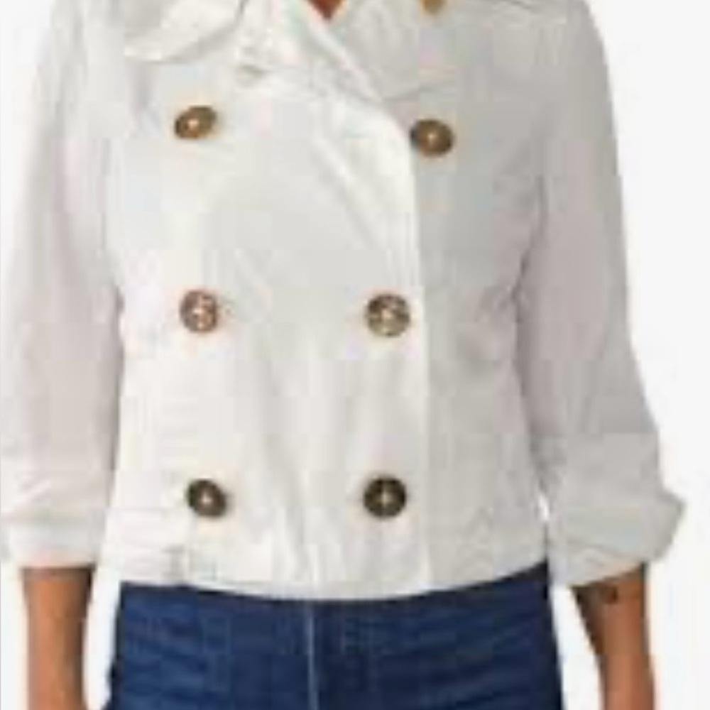 Ralph Lauren white nautical Provence fashion military jacket cotton preppy small